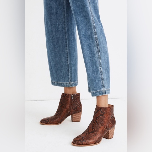 MADEWELL The Rosie Ankle Boot in Snake Embossed Leather 9.5 - Picture 3 of 17